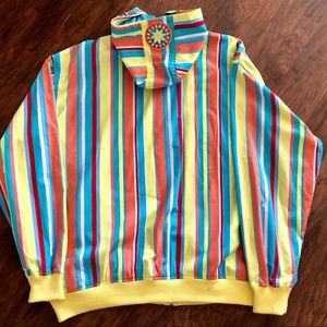 Vtg 90s Coogi Striped Hooded Windbreaker